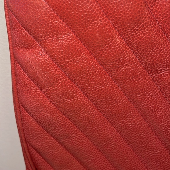 Vintage Chanel Red Caviar Leather Quilted Tote - Picture 14 of 16